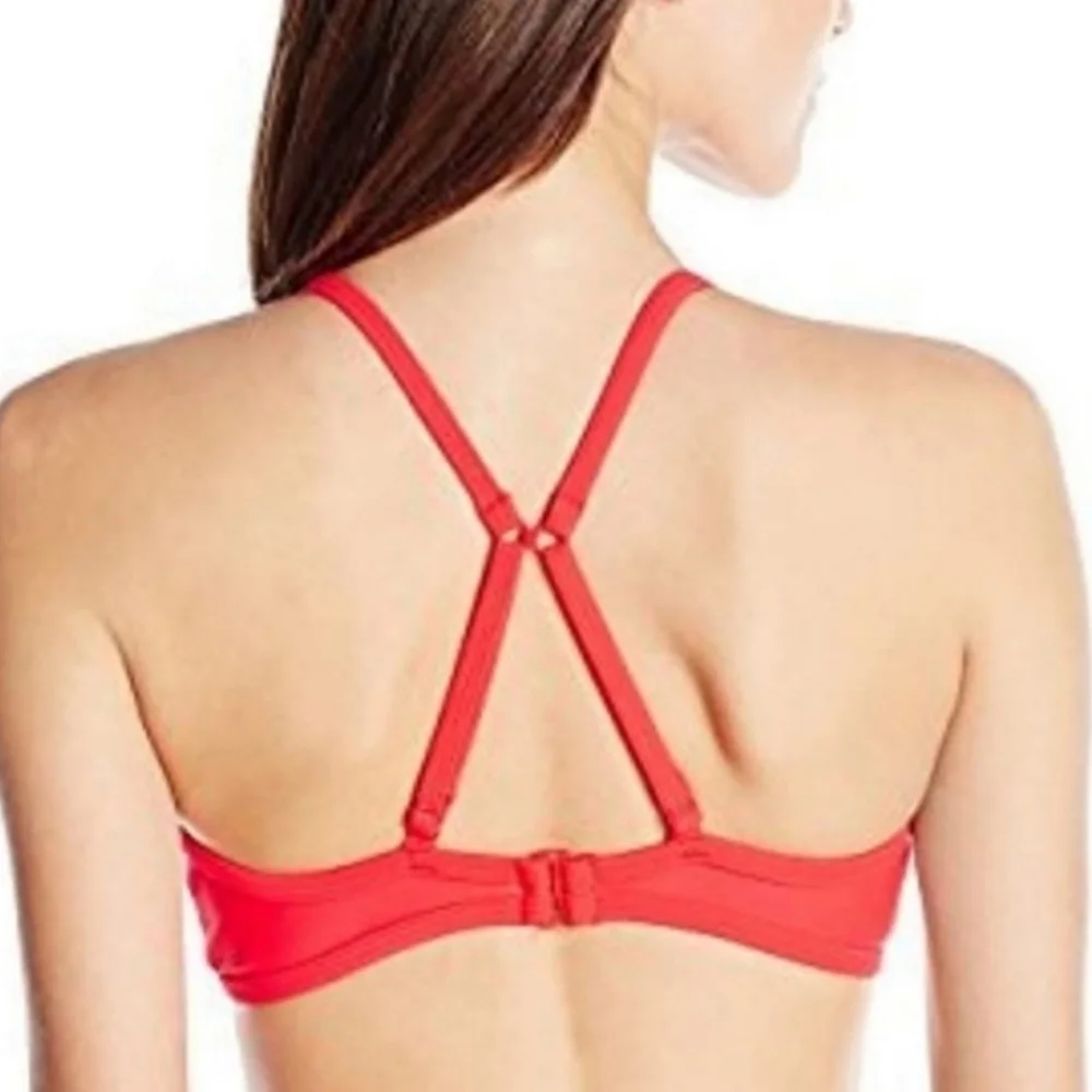 Adidas Cross Back bikini top Neon Red and White 12